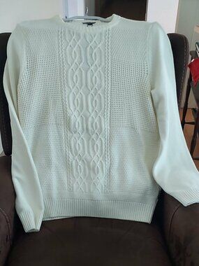 Men's NEW Sweater by Ben Sherman - size L - Ivory color - cable-knit crew neck